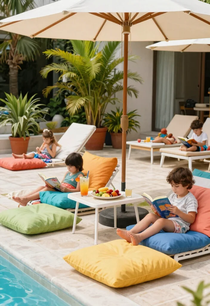 15 Best Backyard Kiddie Pool Ideas Play Areas for Kids 7. Cozy Poolside Relaxation 0