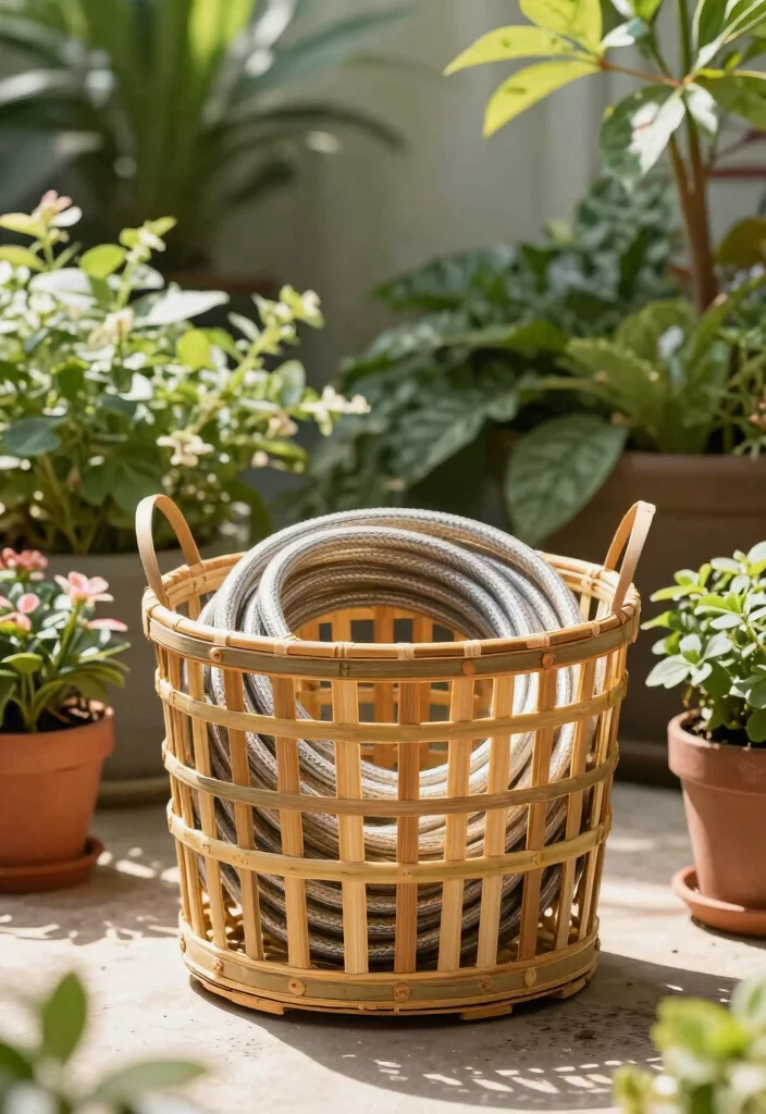 15 Best Hose Storage Ideas for a Clean Backyard 10 15 Best Hose Storage Ideas for a Clean Backyard 10. Bamboo Hose Basket 0