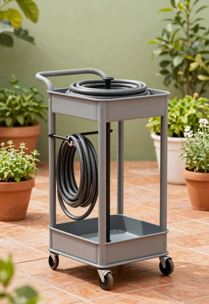 15 Best Hose Storage Ideas for a Clean Backyard 8 15 Best Hose Storage Ideas for a Clean Backyard 8. Hose Management Cart 0