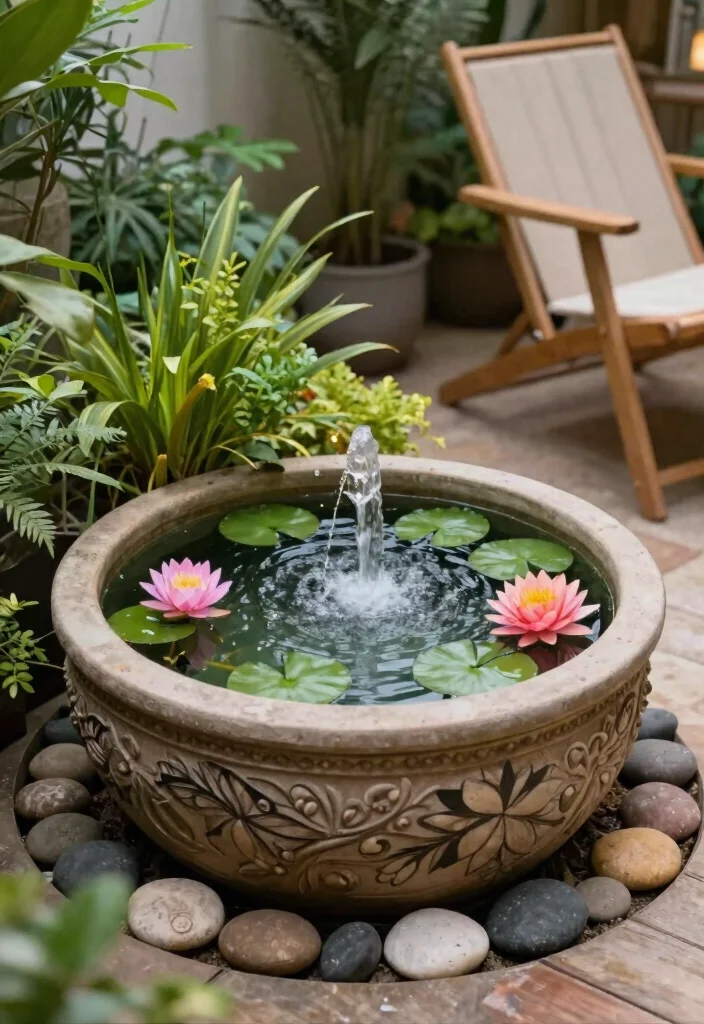 15 Best Outdoor Fountain Suggestions for Eco friendly Landscaping 6. Container Water Gardens 0