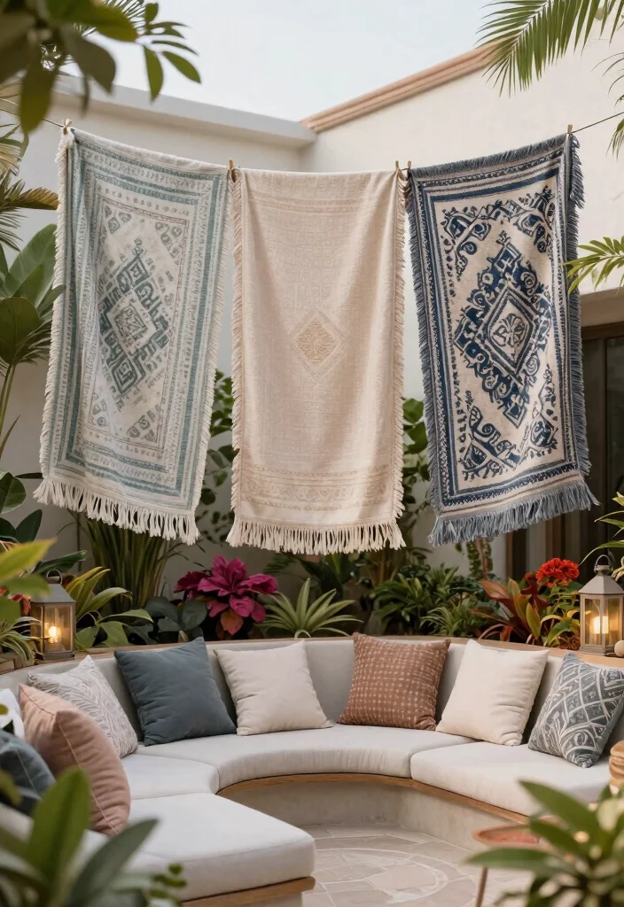 15 Best Outdoor Privacy Curtain Ideas to Hide Neighbors 10. Decorative Outdoor Blankets 0