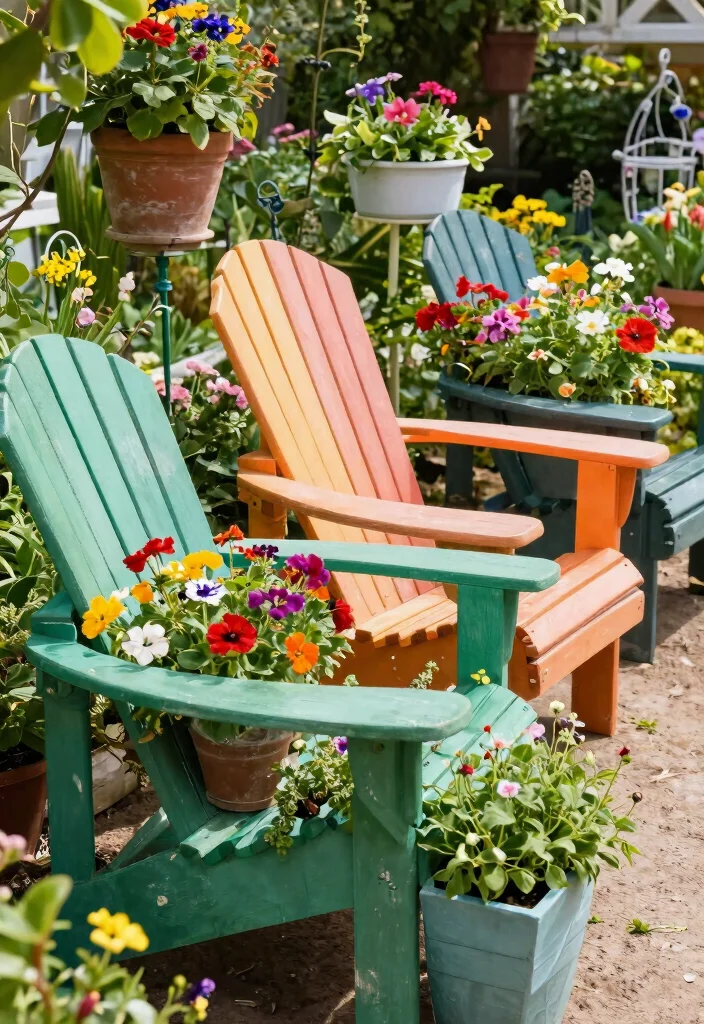 15 Classic Adirondack Chair Ideas for Ultimate Comfort 14. Adirondack Chair Planters 0
