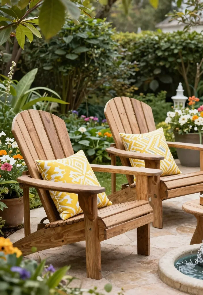 15 Classic Adirondack Chair Ideas for Ultimate Comfort 4. Natural Finish with Cushion Accents 0