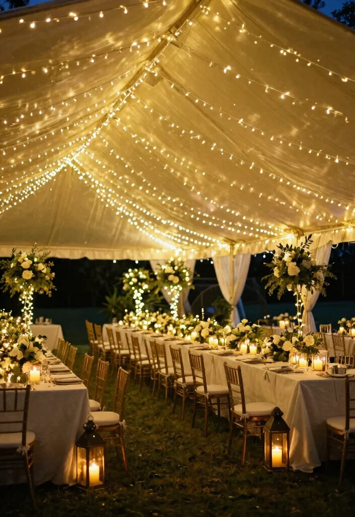 15 Dreamy Canopy Tent Wedding Reception Ideas Elegant 3. Enchanting Fairy Lights 0