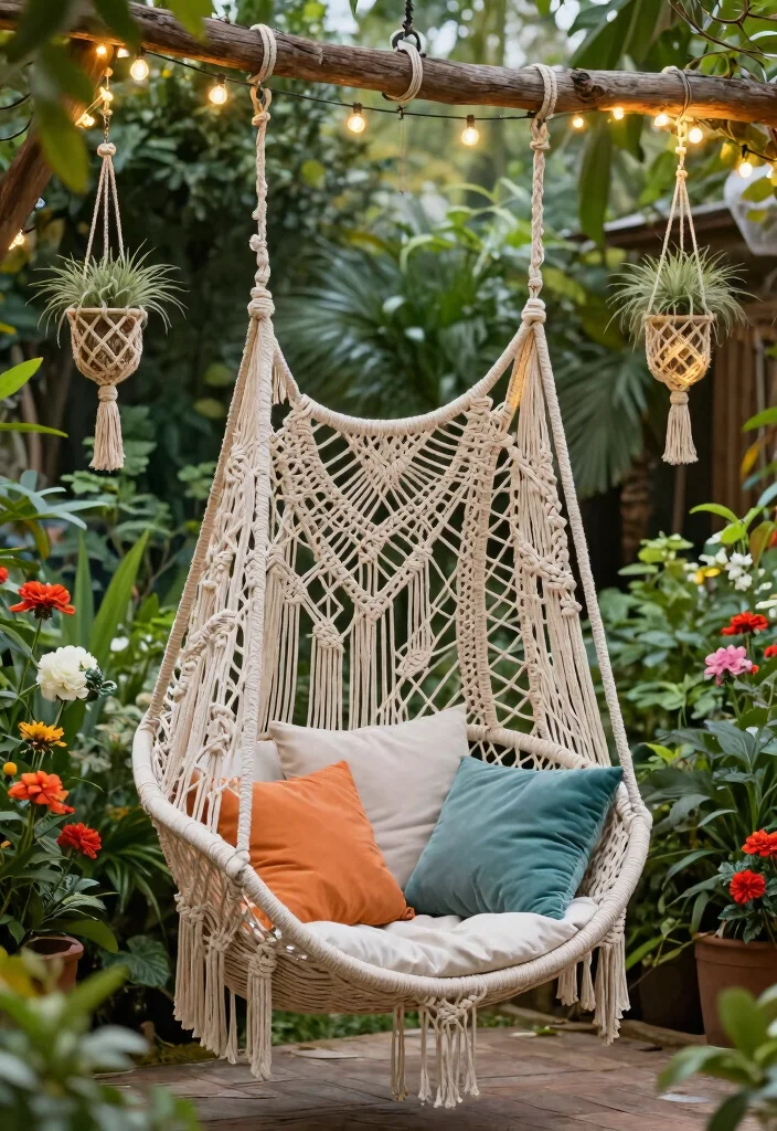 15 Dreamy Hanging Chair Patio Ideas Boho Sanctuary 2. Macram Marvel 0