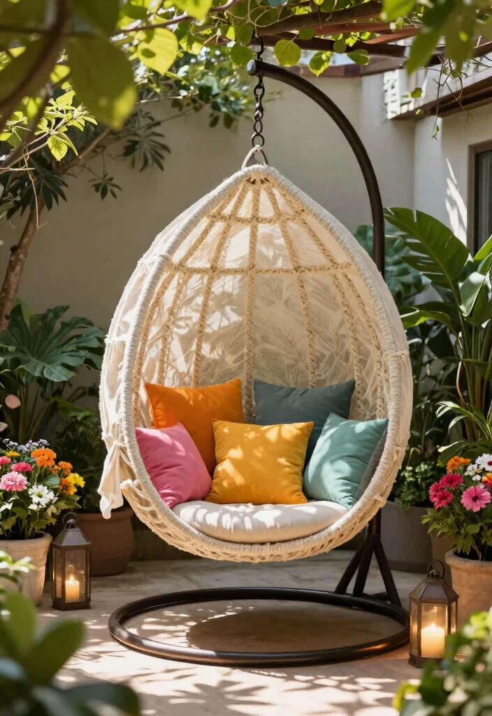 15 Dreamy Hanging Chair Patio Ideas Boho Sanctuary 4. Canopy Comfort 0