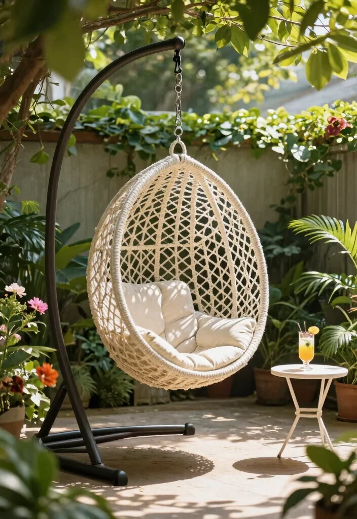 15 Dreamy Hanging Chair Patio Ideas Boho Sanctuary 7. Swinging Serenity 0