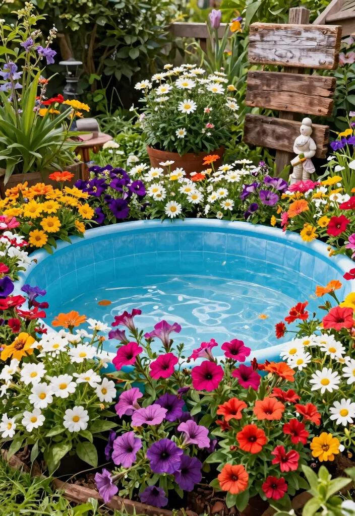15 Genius Plastic Kiddie Pool Ideas Repurpose Hacks for Sustainable Gardening 13. Beautiful Flower Bed 0