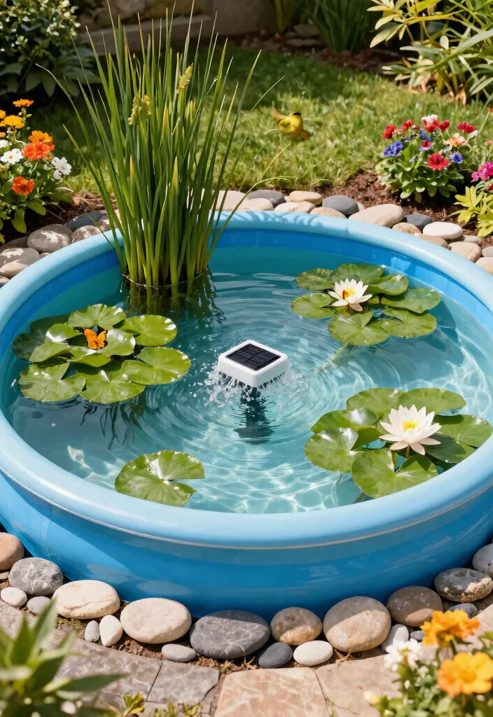 15 Genius Plastic Kiddie Pool Ideas Repurpose Hacks for Sustainable Gardening 2. Fun Water Feature 0