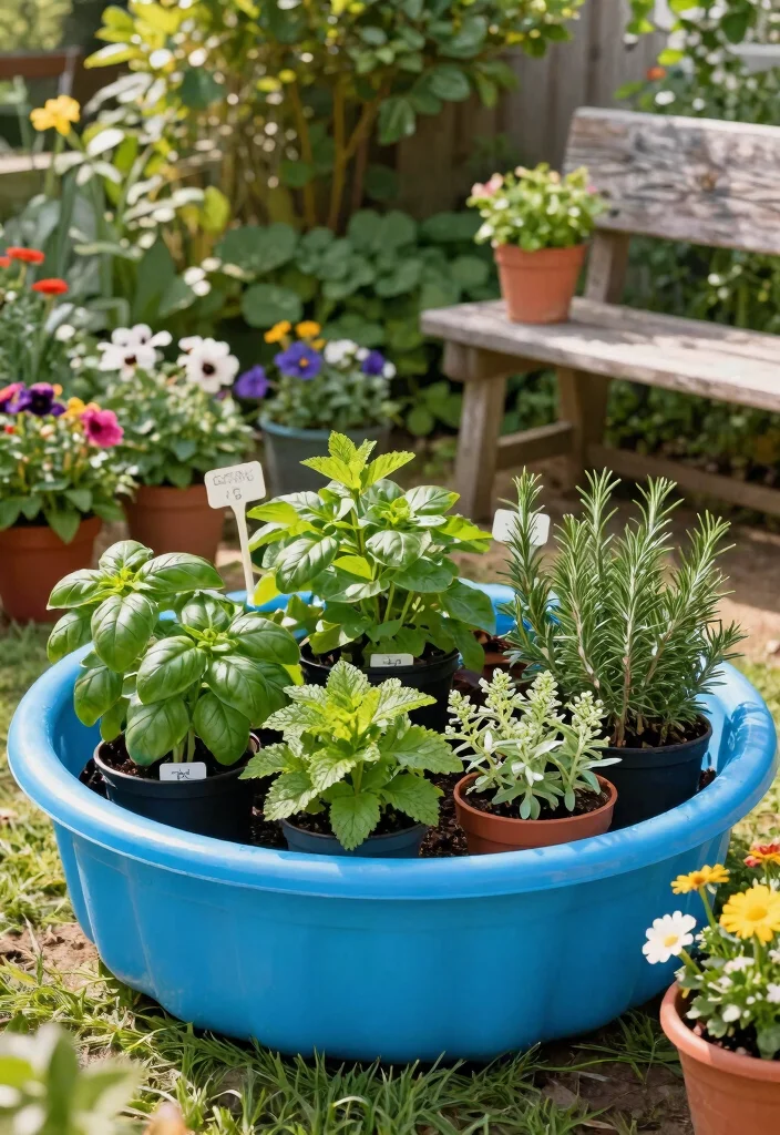 15 Genius Plastic Kiddie Pool Ideas Repurpose Hacks for Sustainable Gardening 3. Herb Garden Oasis 0