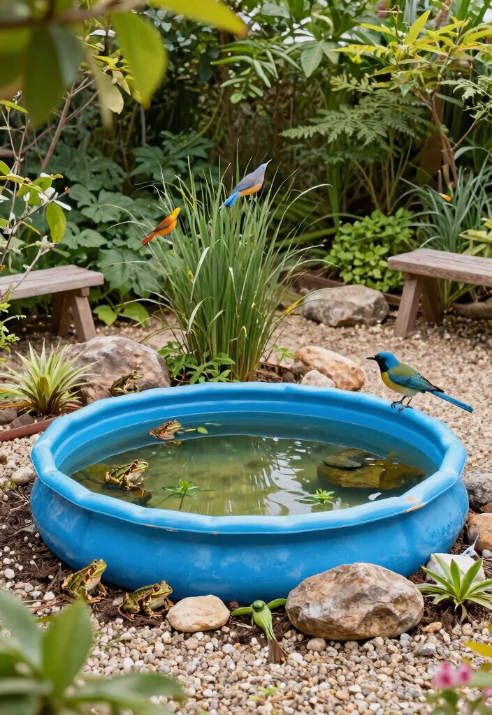 15 Genius Plastic Kiddie Pool Ideas Repurpose Hacks for Sustainable Gardening 7. Mini Pond for Wildlife 0
