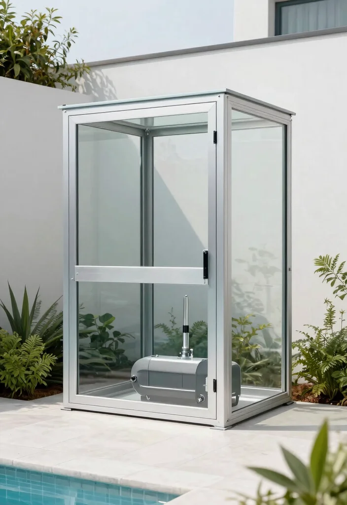 15 Genius Pool Filter Enclosure Ideas Hide the Equipment 11. Modern Glass Enclosure 0
