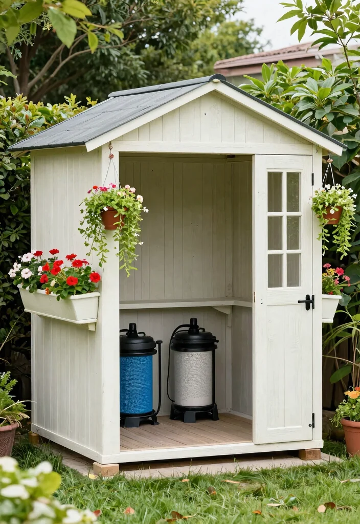 15 Genius Pool Filter Enclosure Ideas Hide the Equipment 7. Decorative Garden Shed 0