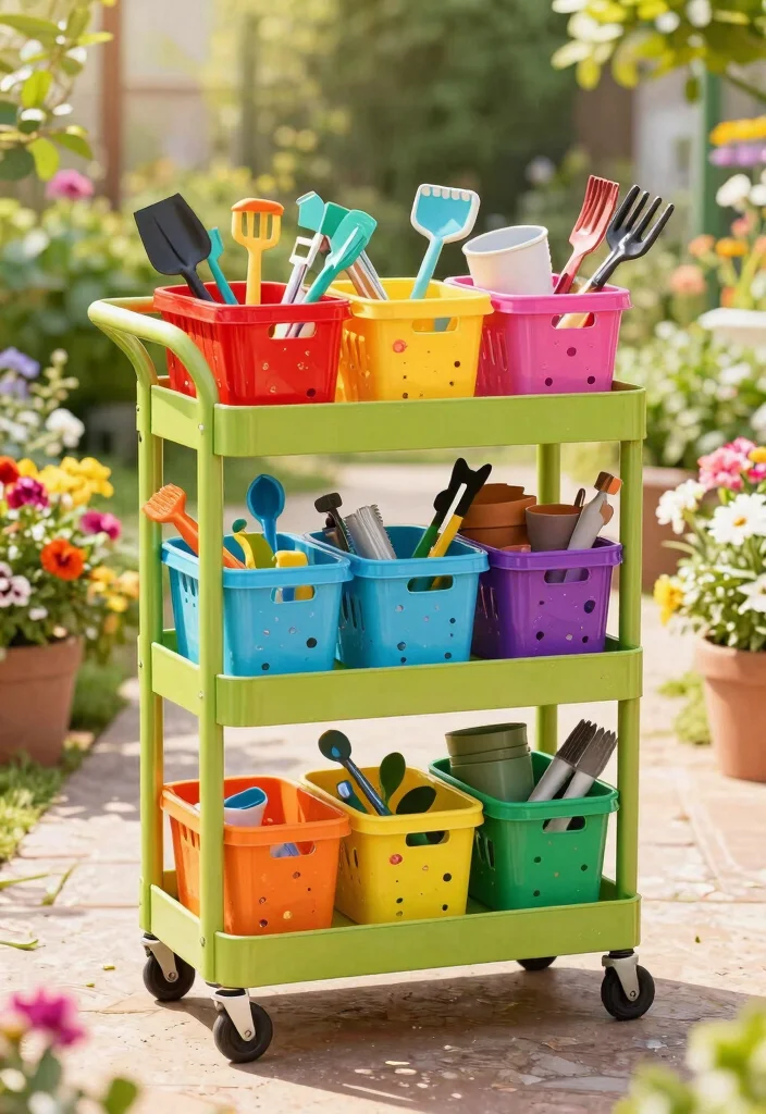 15 Genius Utility Cart Organization Ideas Must Try 4. Color Coded Storage 0