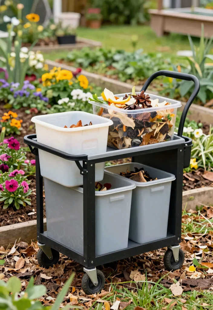15 Genius Utility Cart Organization Ideas Must Try 9. Mobile Composting Station 0