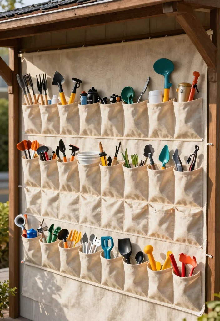 15 Smart Tool Shed Organization Ideas to Maximize Your Space 11. Tool Pockets on Shed Walls 0