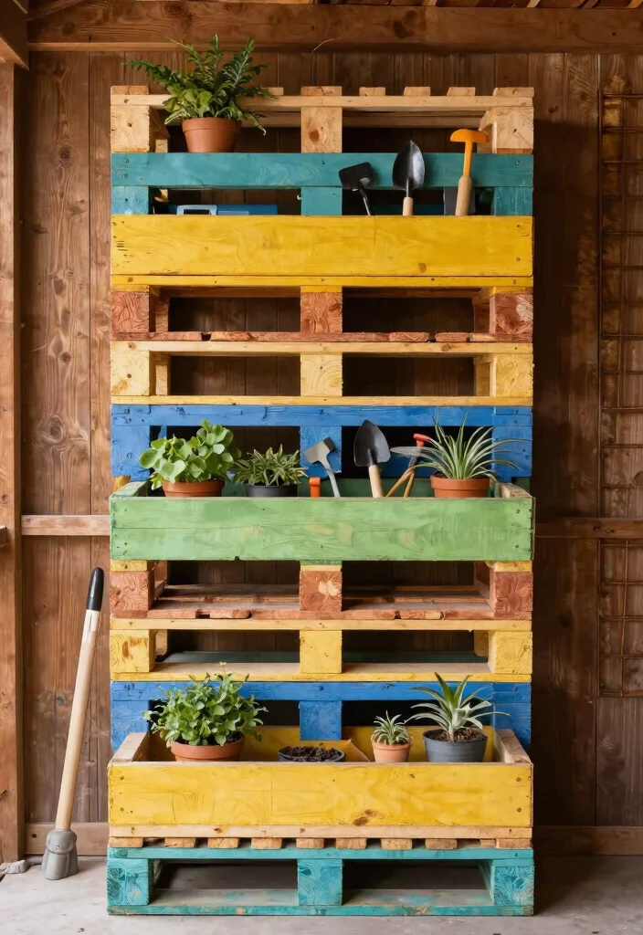 15 Smart Tool Shed Organization Ideas to Maximize Your Space 3. Repurposed Pallet Storage 0