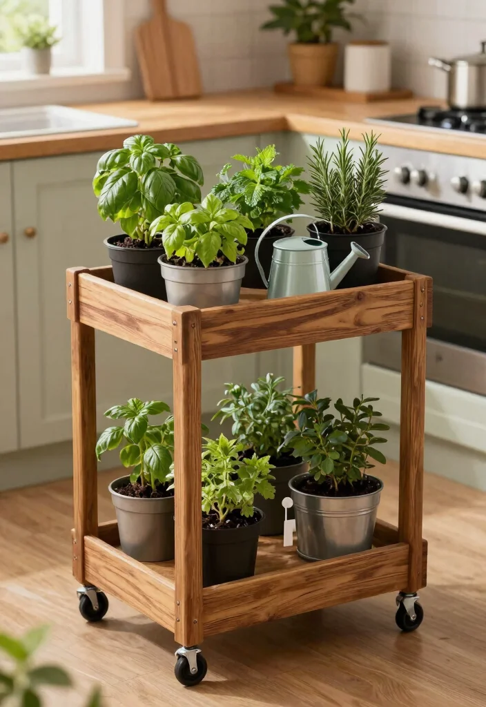 15 Stylish Utility Cart Ideas for Bathroom Storage Solutions 1. Herb Garden on Wheels 0