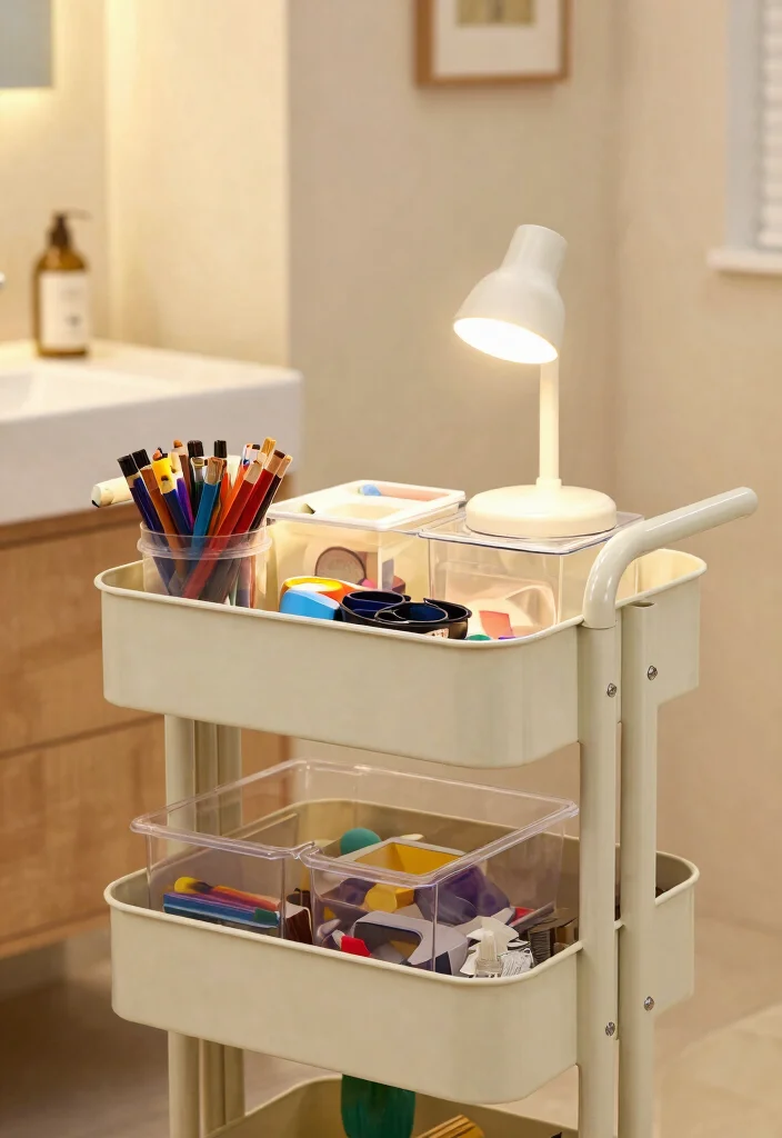 15 Stylish Utility Cart Ideas for Bathroom Storage Solutions 10. Crafting Storage Solution 0