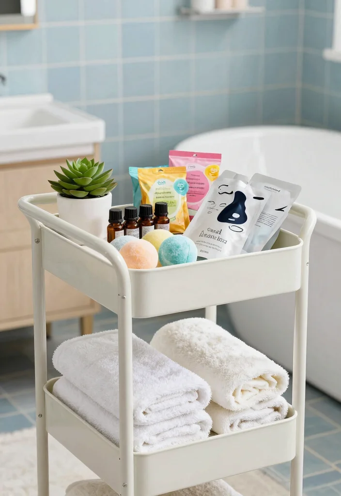 15 Stylish Utility Cart Ideas for Bathroom Storage Solutions 2. Spa Essentials Station 0