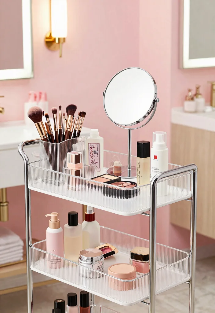 15 Stylish Utility Cart Ideas for Bathroom Storage Solutions 3. Makeup and Beauty Caddy 0