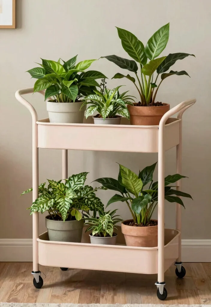 17 Practical Utility Cart Storage Ideas for Small Apartments 11 17 Practical Utility Cart Storage Ideas for Small Apartments 11. Repurposed Cart for Plant Displays 0