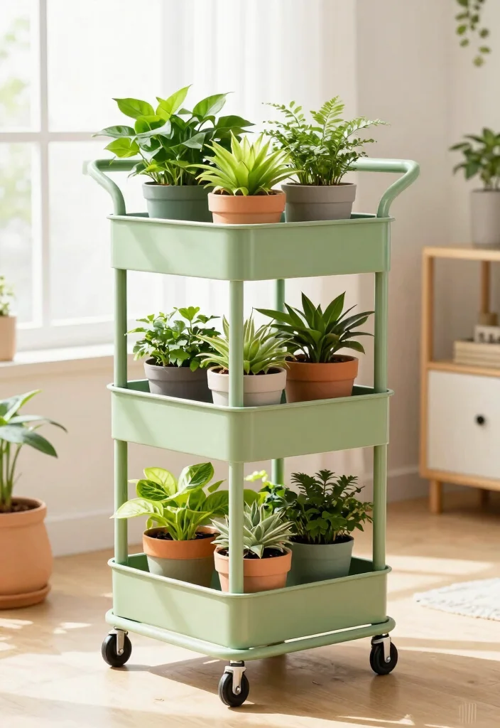 17 Practical Utility Cart Storage Ideas for Small Apartments 12 17 Practical Utility Cart Storage Ideas for Small Apartments 12. Space Saving Rolling Planter 0