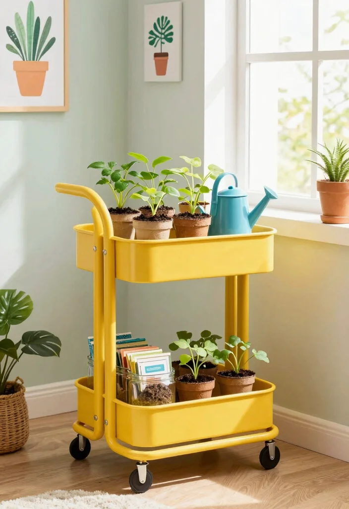 17 Practical Utility Cart Storage Ideas for Small Apartments 3 17 Practical Utility Cart Storage Ideas for Small Apartments 3. Mobile Seedling Station 0