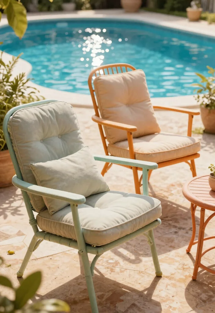 17 Relaxing Patio Lounge Chair Ideas by the Pool 12. Vintage Patio Chairs 0