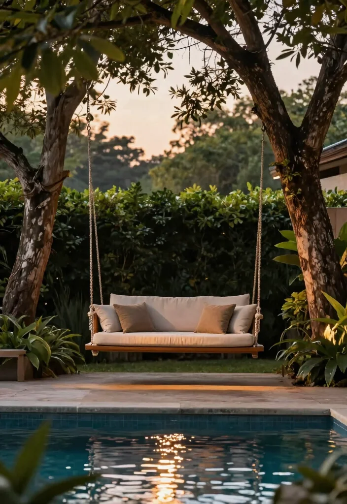 17 Relaxing Patio Lounge Chair Ideas by the Pool 13. Swing Loungers 0