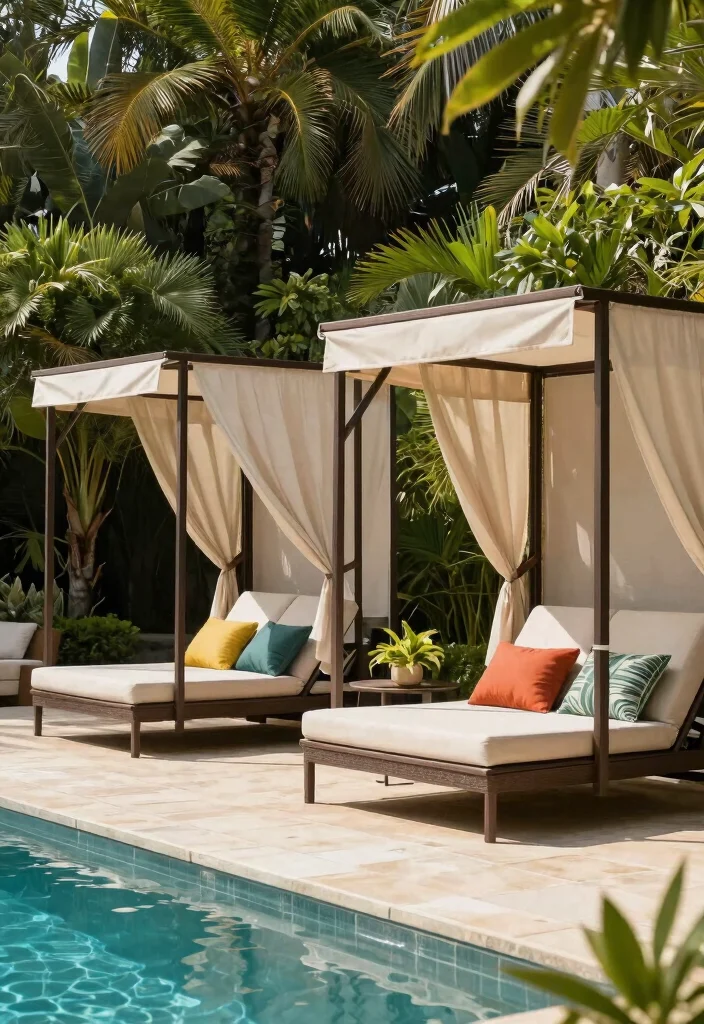 17 Relaxing Patio Lounge Chair Ideas by the Pool 16. Canopy Lounge Chairs 0