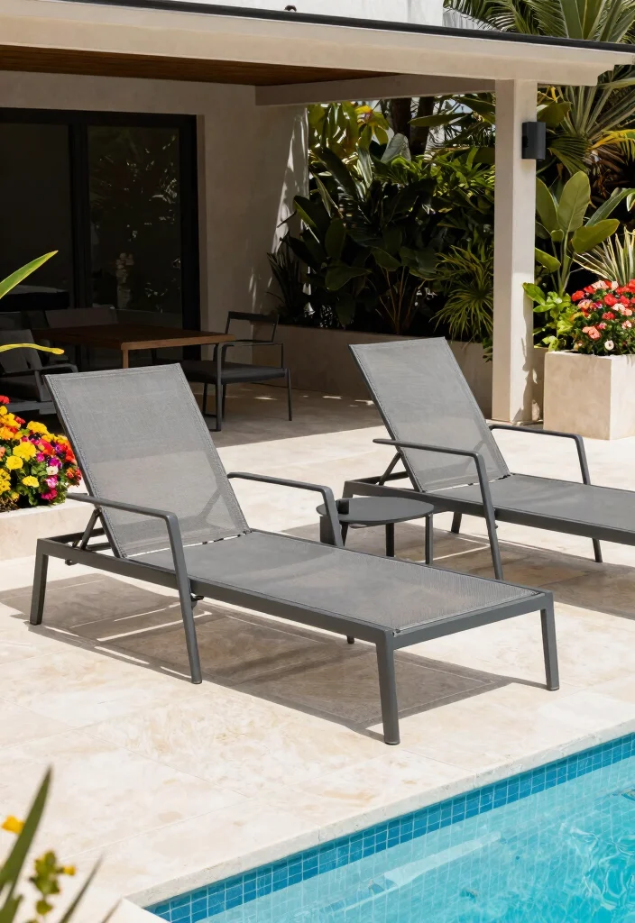 17 Relaxing Patio Lounge Chair Ideas by the Pool 8. Modern Mesh Lounge Chairs 0