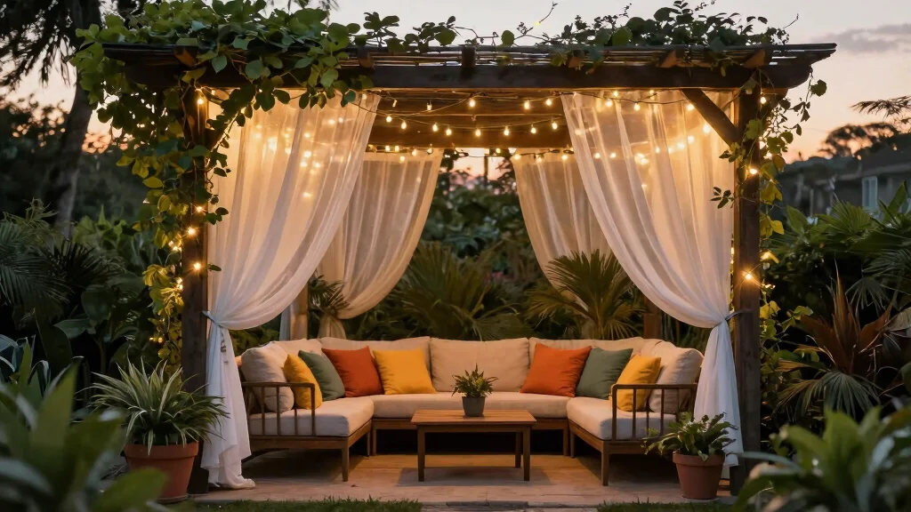 17 Romantic Outdoor Pergola Curtain Ideas [Resort Style]