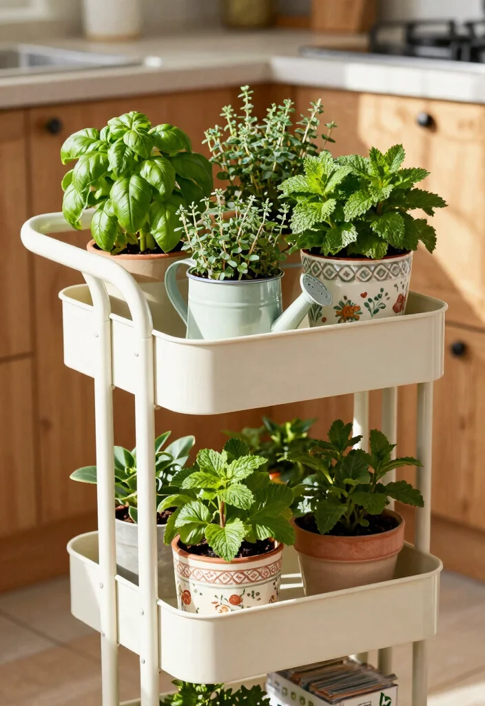 21 Best Ikea Utility Cart Ideas and Decor Styling Hacks 1. Herb Haven on Wheels 0