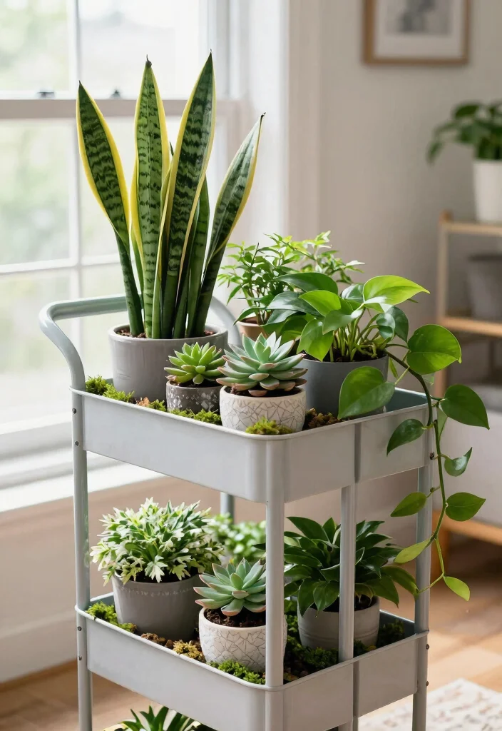 21 Best Ikea Utility Cart Ideas and Decor Styling Hacks 2. Portable Plant Display 0
