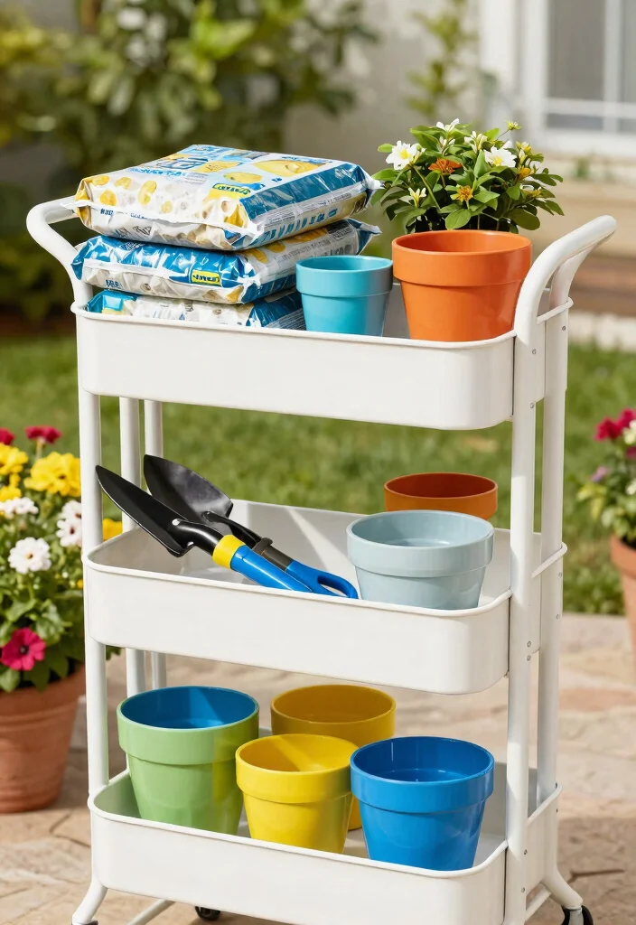 21 Best Ikea Utility Cart Ideas and Decor Styling Hacks 7. Creative Potting Station 0