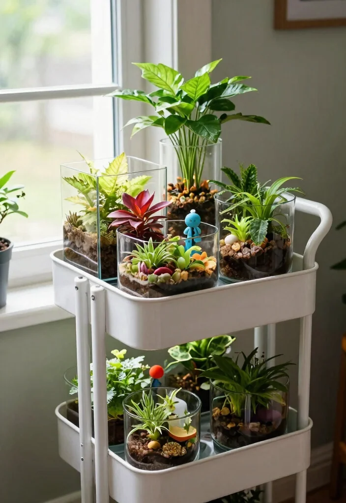 21 Best Ikea Utility Cart Ideas and Decor Styling Hacks 8. DIY Terrarium Display 0