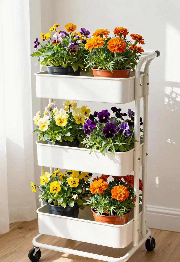 21 Best Ikea Utility Cart Ideas and Decor Styling Hacks 9. Vertical Flower Garden 0