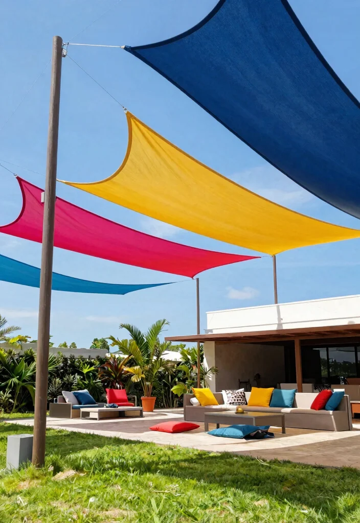 21 Best Patio Canopy Ideas for Ultimate Backyard Shade 1. Fabric Shade Sails 0