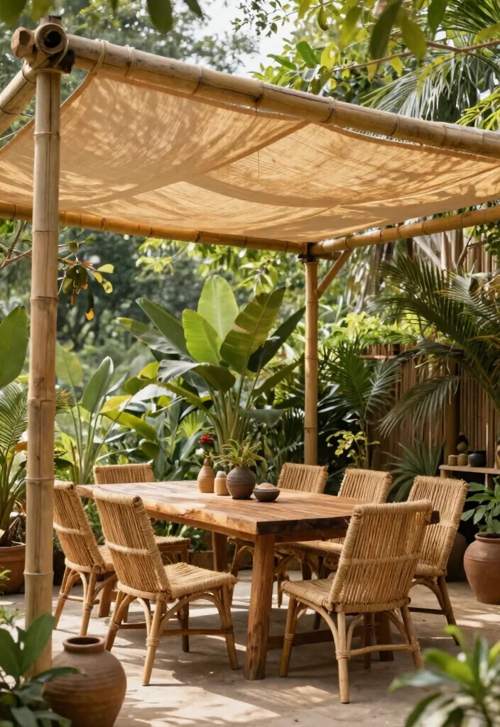 21 Best Patio Canopy Ideas for Ultimate Backyard Shade 4. Eco Friendly Bamboo Canopies 0