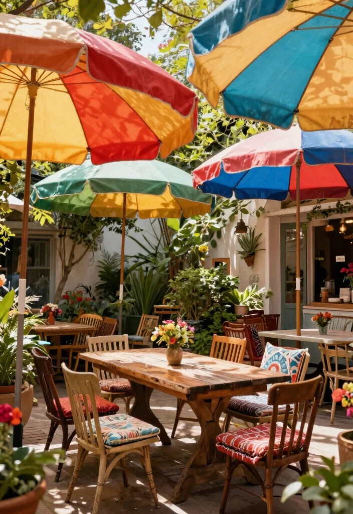 21 Best Patio Canopy Ideas for Ultimate Backyard Shade 8. Vintage Umbrellas 0