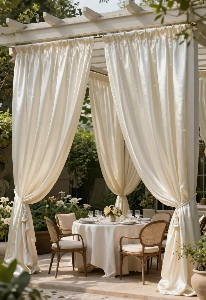 21 Dreamy Outdoor Curtain Ideas for Patio Privacy 11 21 Dreamy Outdoor Curtain Ideas for Patio Privacy 11. Elegant Silk Curtains for a Luxurious Touch 0