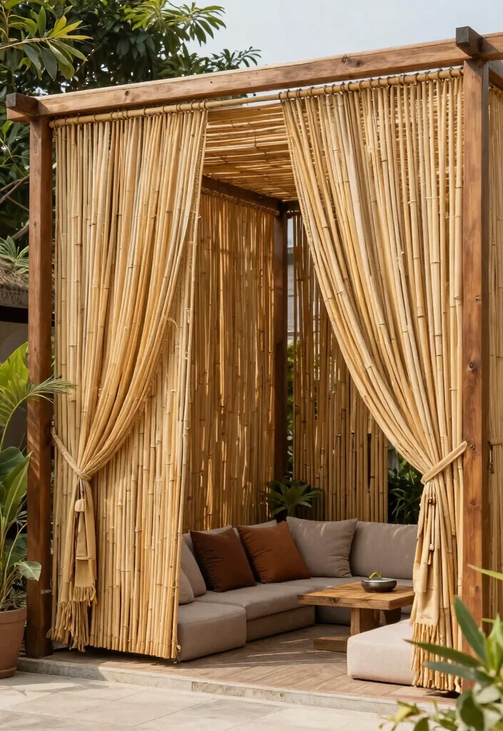 21 Dreamy Outdoor Curtain Ideas for Patio Privacy 19 21 Dreamy Outdoor Curtain Ideas for Patio Privacy 19. Eco Friendly Bamboo Curtains for Sustainable Style 0