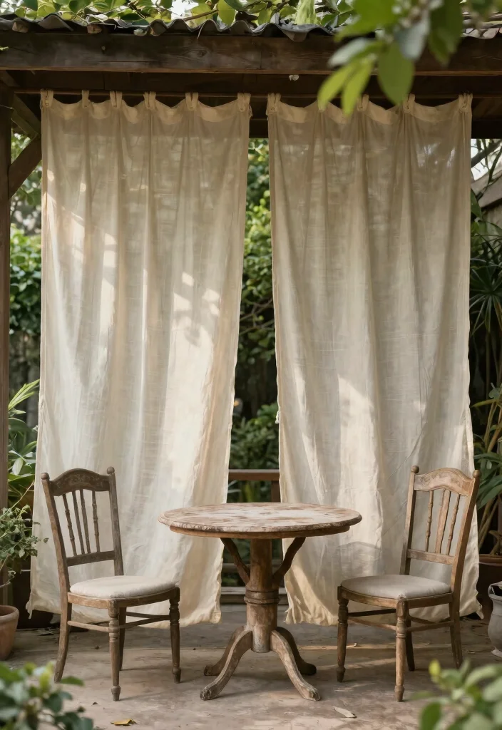 21 Dreamy Outdoor Curtain Ideas for Patio Privacy 20 21 Dreamy Outdoor Curtain Ideas for Patio Privacy 20. Vintage Canvas for a Timeless Look 0
