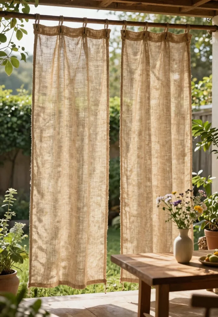 21 Dreamy Outdoor Curtain Ideas for Patio Privacy 3 21 Dreamy Outdoor Curtain Ideas for Patio Privacy 3. Natural Textured Fabrics for Earthy Vibes 0