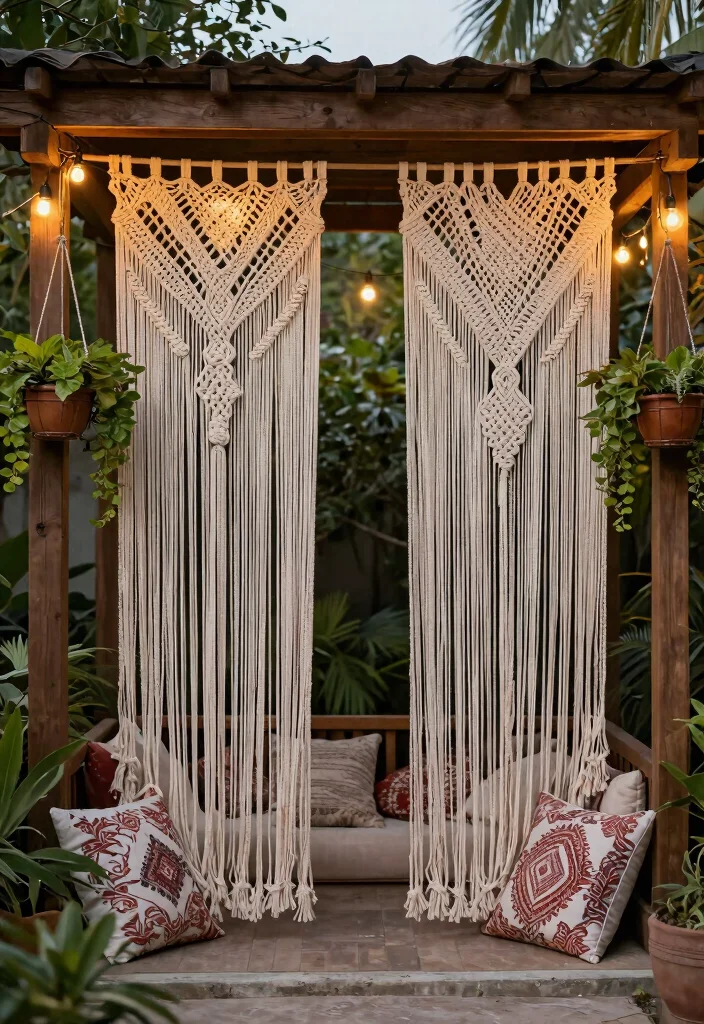 21 Dreamy Outdoor Curtain Ideas for Patio Privacy 4 21 Dreamy Outdoor Curtain Ideas for Patio Privacy 4. DIY Macram Curtains for a Bohemian Touch 0