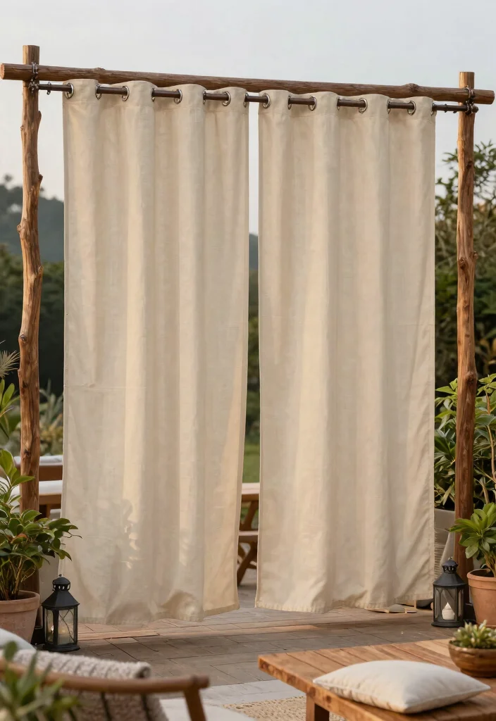 21 Dreamy Outdoor Curtain Ideas for Patio Privacy 5 21 Dreamy Outdoor Curtain Ideas for Patio Privacy 5. Rustic Drop Cloth Curtains for a Budget Friendly Solution 0