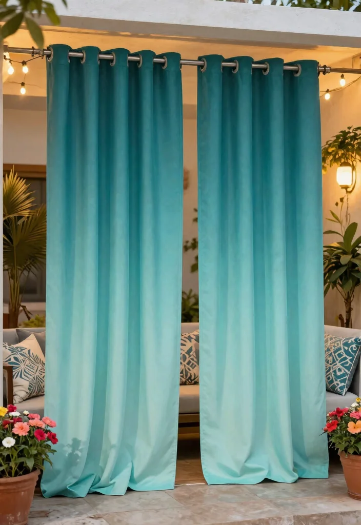 21 Dreamy Outdoor Curtain Ideas for Patio Privacy 7 21 Dreamy Outdoor Curtain Ideas for Patio Privacy 7. Colorful Ombre Curtains for a Modern Twist 0