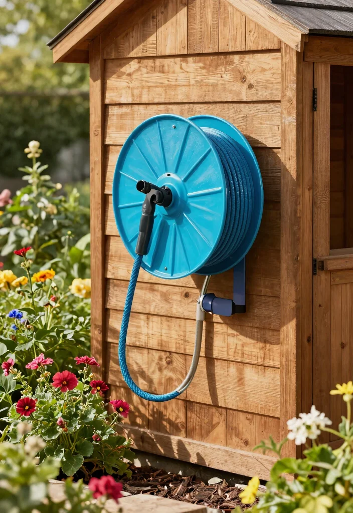 21 Genius Garden Hose Storage Ideas End the Clutter 1. Wall Mounted Hose Reel 0