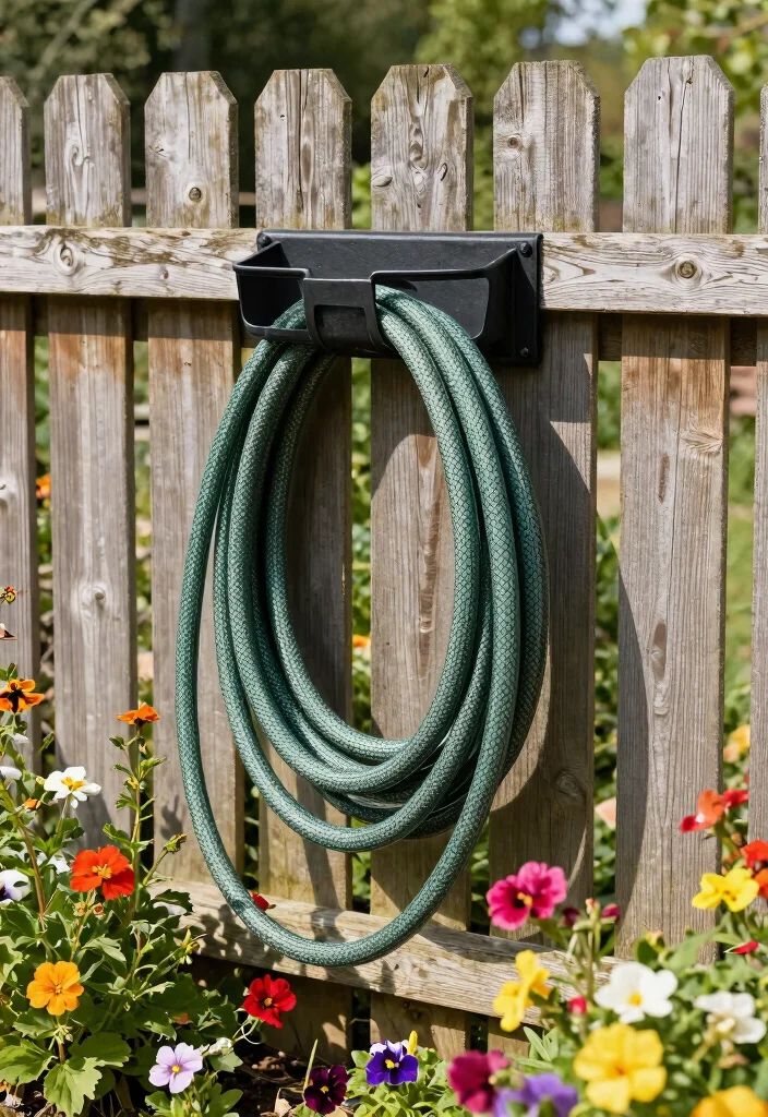 21 Genius Garden Hose Storage Ideas End the Clutter 15. Fence Mounted Hose Holder 0
